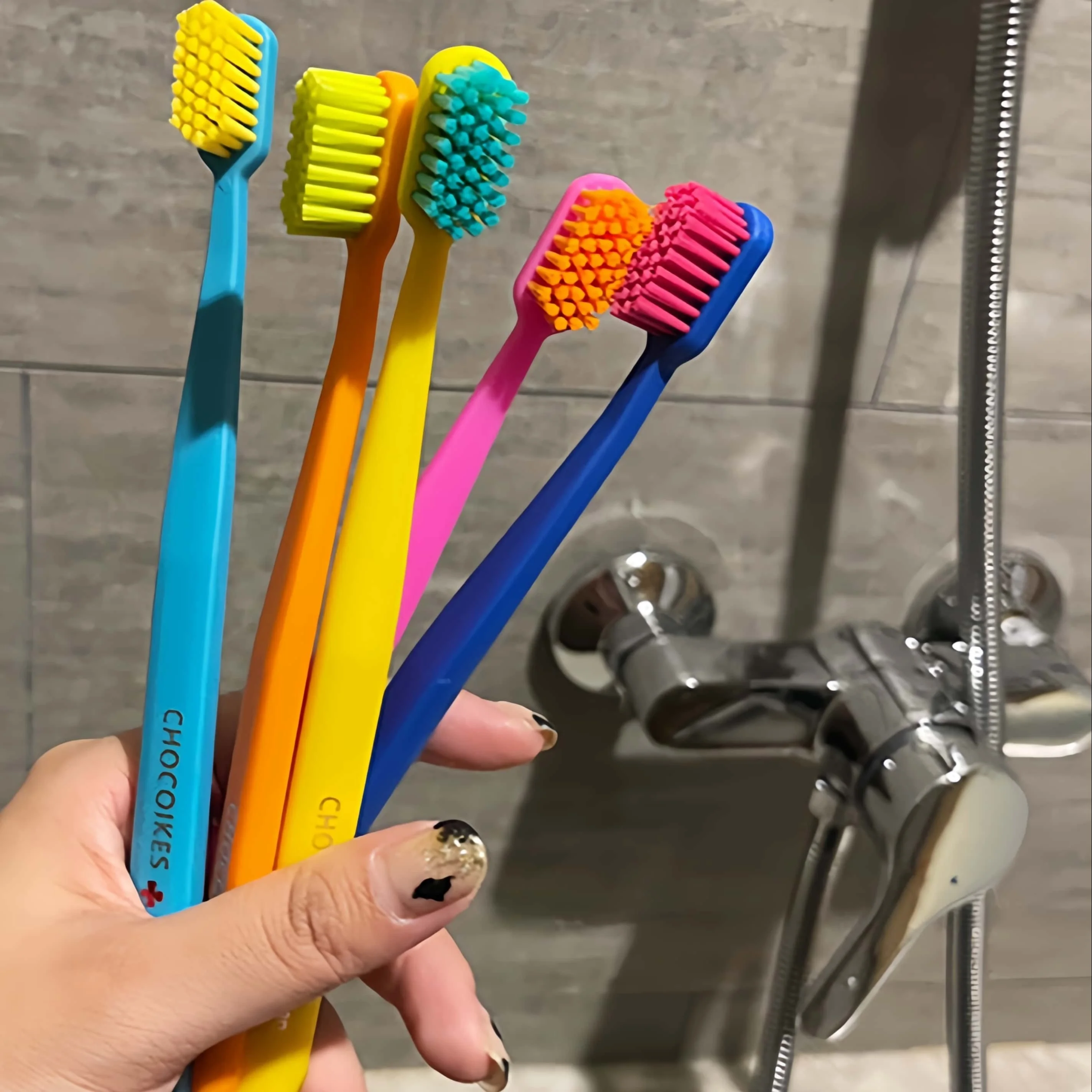 Bamboo Toothbrush - 5-pakket chocolade Swiss Caring zachte nylon