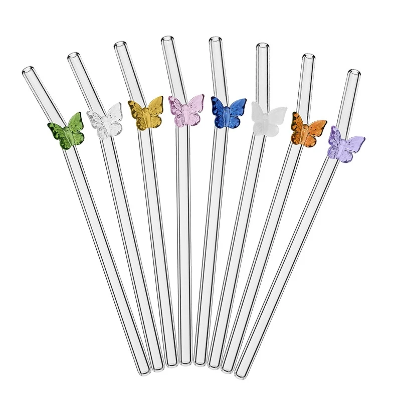 Reusable Straw - 4 stuks herbruikbare boog glazen rietjes