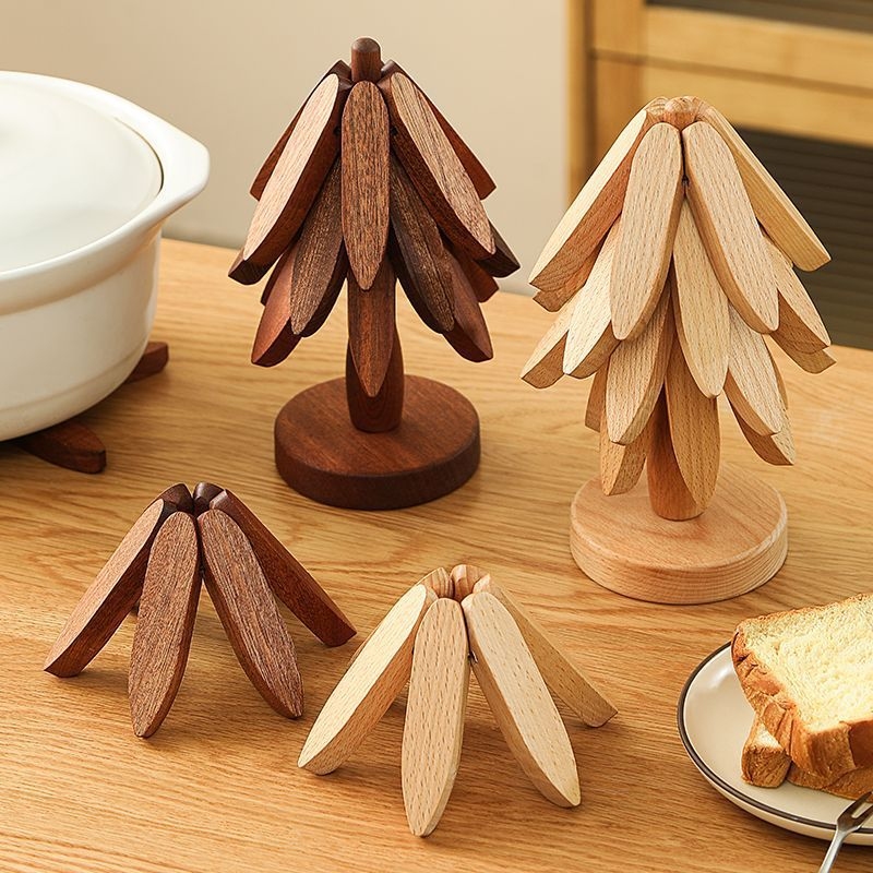 Bamboo Cutlery - Creatieve bamboe onderzetter, opvouwbare houten hittebestendige