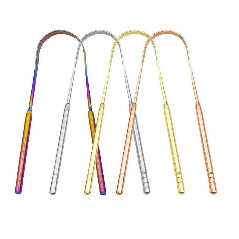 Bamboo Toothbrush - 4 Kleuren Roestvrijstalen Tongschraper Metalen Tong